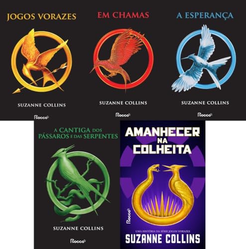 Capa do Livro Jogos Vorazes, Em Chamas, A Esperança, A Cantiga Dos Pássaros e Das Serpentes, Amanhecer na Colheita - Suzanne Collins